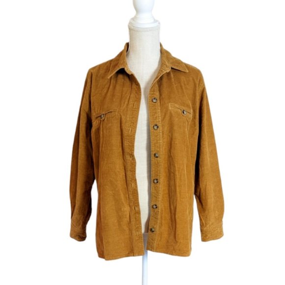 ASOS Denim Mustard Yellow Corduroy Button Front Shirt Jacket - Picture 1 of 5